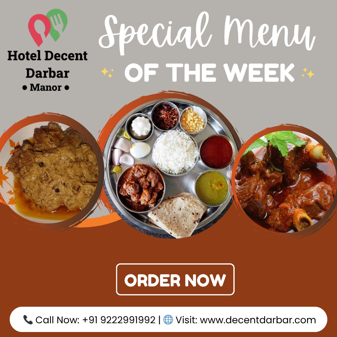 Hotel Decent Darbar, Manor – Special Menu of the 