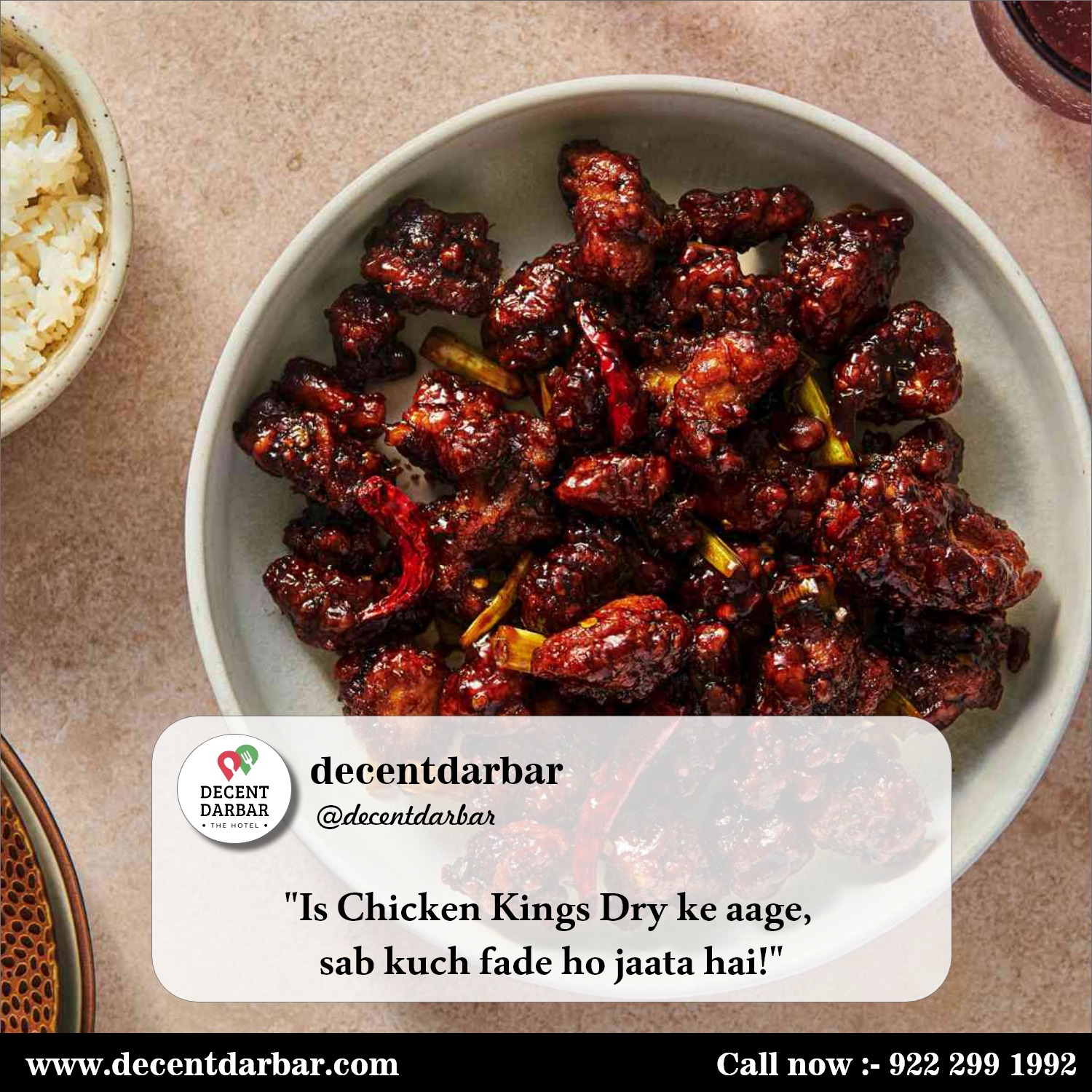 "A plateful of flavor - it's chicken dry time!"